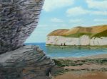 A photo of an oil painting of North Landing, Flamborough on the Yorkshire coast.